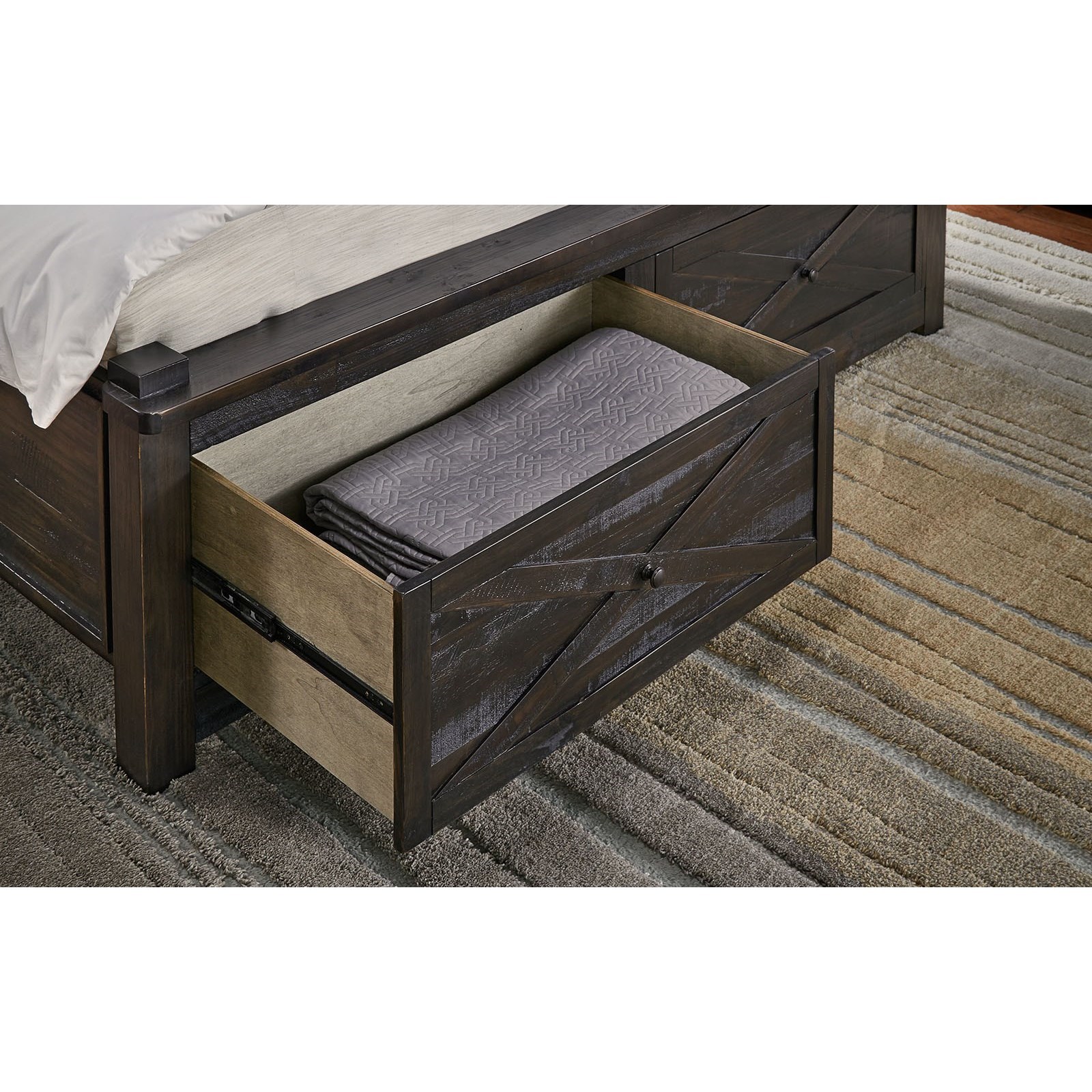 AAmerica Sun Valley SUVCL5131 King Bookcase Bed with Footboard Storage